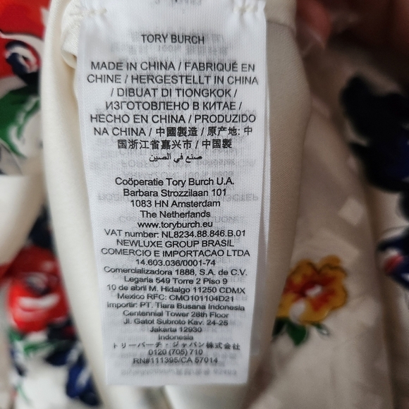 Tory Burch | 100% Silk Printed Wrap Dress with Belt in Ivory Tea Rose - Size 8 - Picture 15 of 16